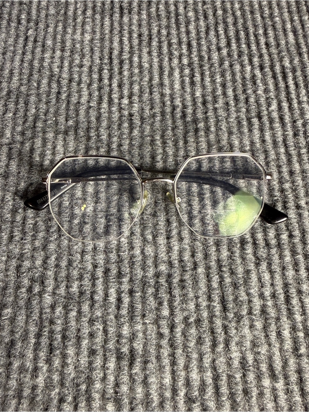 Guess Octagon Silver Metal Frame Eyeglasses with Black Temples